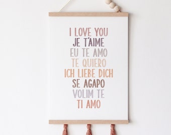 I Love You In Different Languages Print: Watercolor Nursery Art (Digital Download)