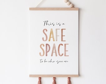 Safe Space Watercolor Sign: Boho Classroom Decor (Digital Download)