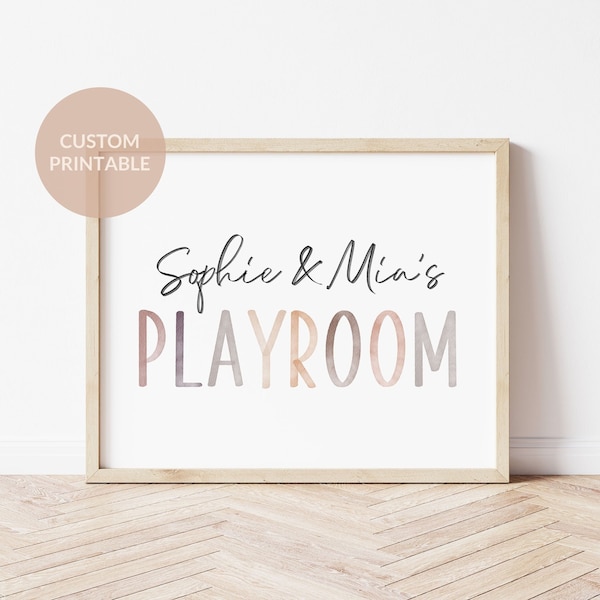 Custom Playroom Sign, Personalized Name Print, Neutral Nursery Name Print, Baby Shower Gift, Boho Kids Playroom Decor, Custom Nursery Art