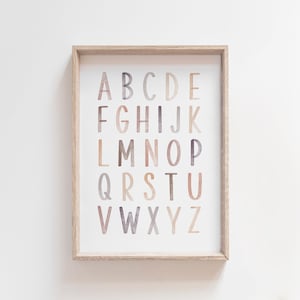 Neutral Watercolor Alphabet Print: Boho Nursery Decor (Digital Download)
