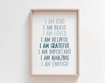 Blue Watercolor Affirmation Print: Kids Nursery Decor (Digital Download)