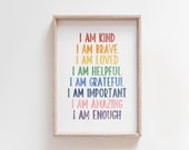Rainbow Watercolor Kids Affirmation Art: Positive Nursery Decor (Digital Download)