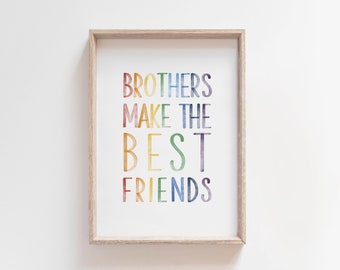 Brothers Wall Art, Rainbow Colors, Playroom Decor (Digital Download)
