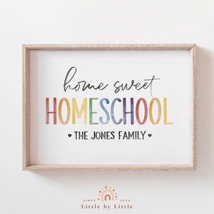 Personalisiertes Homeschool-Schild, personalisiertes Homeschool-Zeichen, Home-Sweet-Homeschool-Dekor, Homeschool-Schild mit Familiennamen