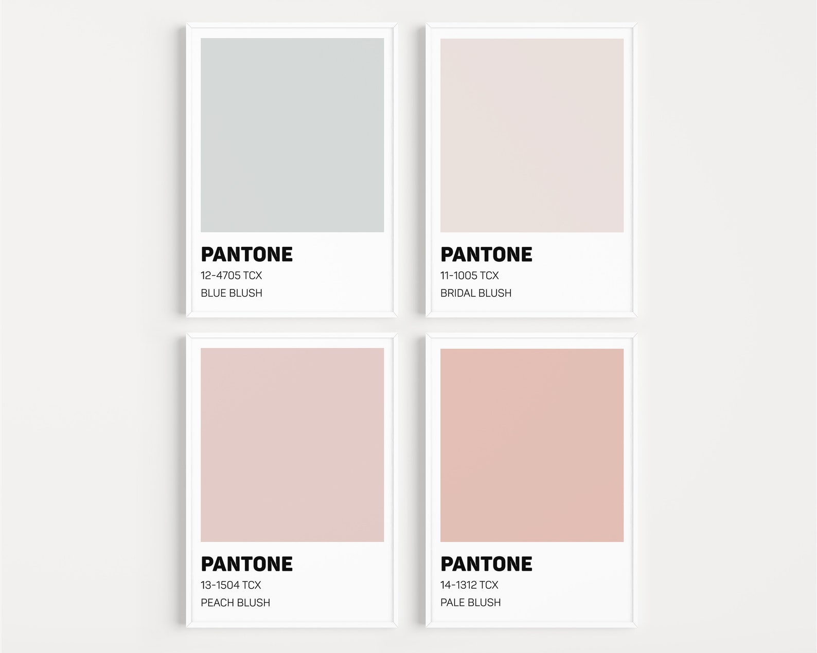 Set of 4 Prints Pantone Blush Colors Blue Blush Bridal Etsy