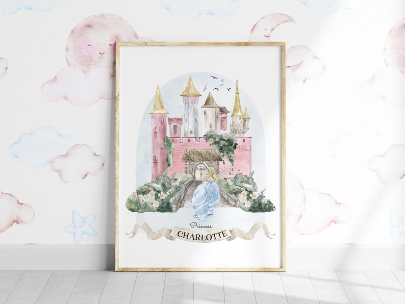 Set of 3 Custom Princess Castle Name Print, Once Upon A Time ...