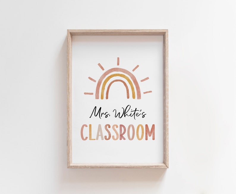 Custom Teacher Name Sign, Boho Classroom Decor, Teacher Door Sign, Boho ...