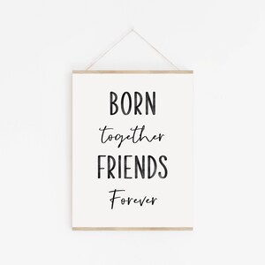 Born Together Friends Forever, Black Watercolor, Twin Nursery Decor ...