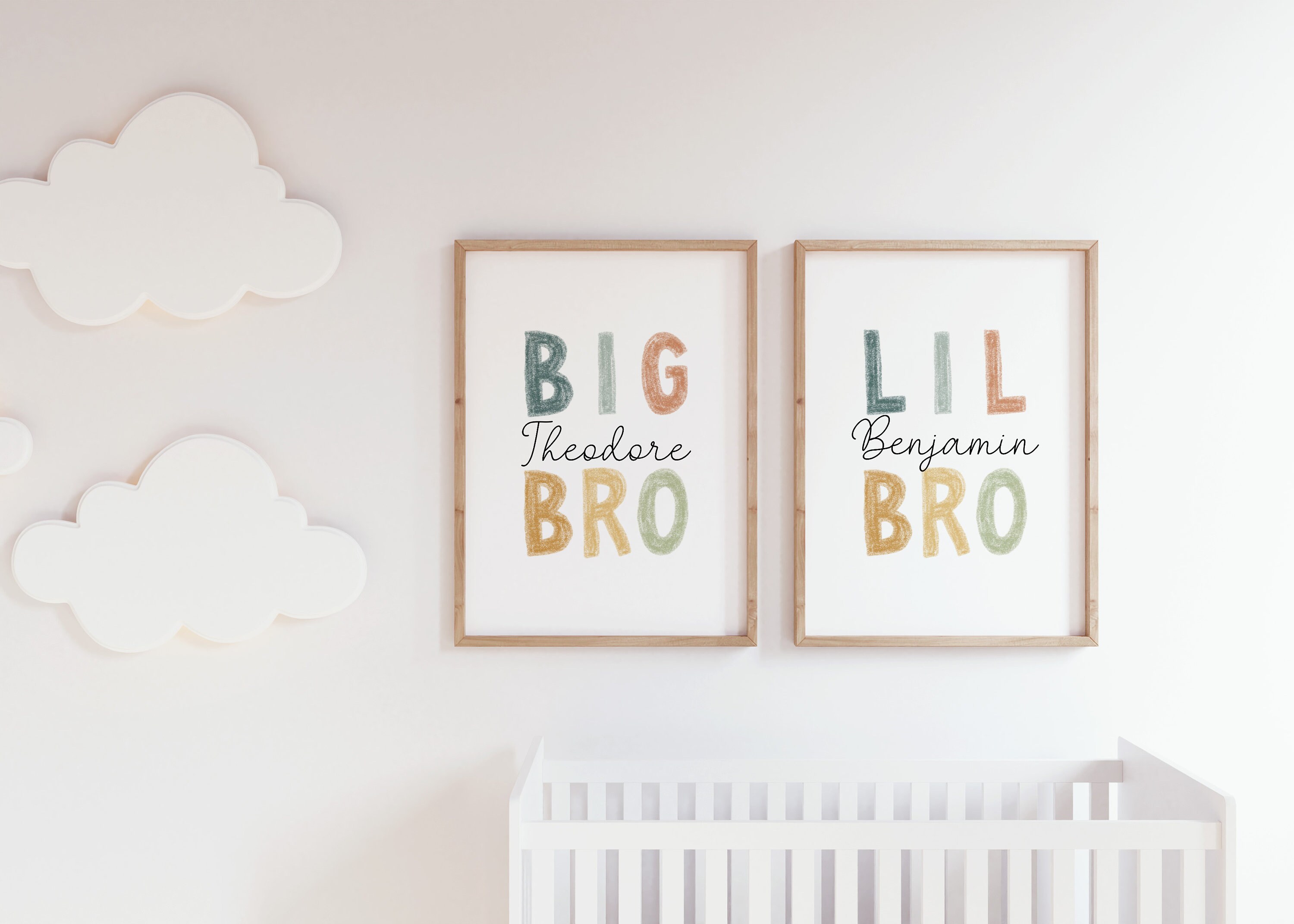 Set of 2 Custom Brother Name Sign, BIG Bro LIL Bro, Boys Room Decor ...