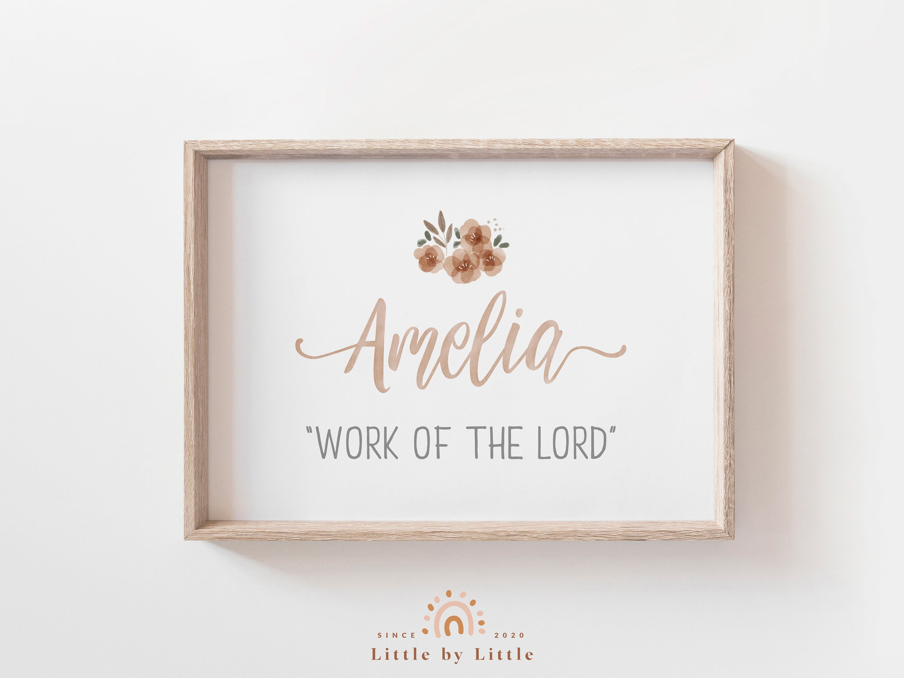 Amelia Name Meaning Print, Meaning Of Amelia, New Baby Gift, Girls Nursery Room Decor, Watercolor Nursery Name Sign, Printable Wall Art
