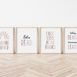 Set of 4 Reading Corner Sign, Let's Read, Today a Reader Tomorrow a ...