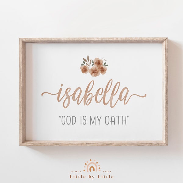 Isabella Name Sign, Isabella Name Meaning Print, Baby Shower Gift, Girls Room Decor, Nursery Name Sign, Girl Name Print, Gift for Girl