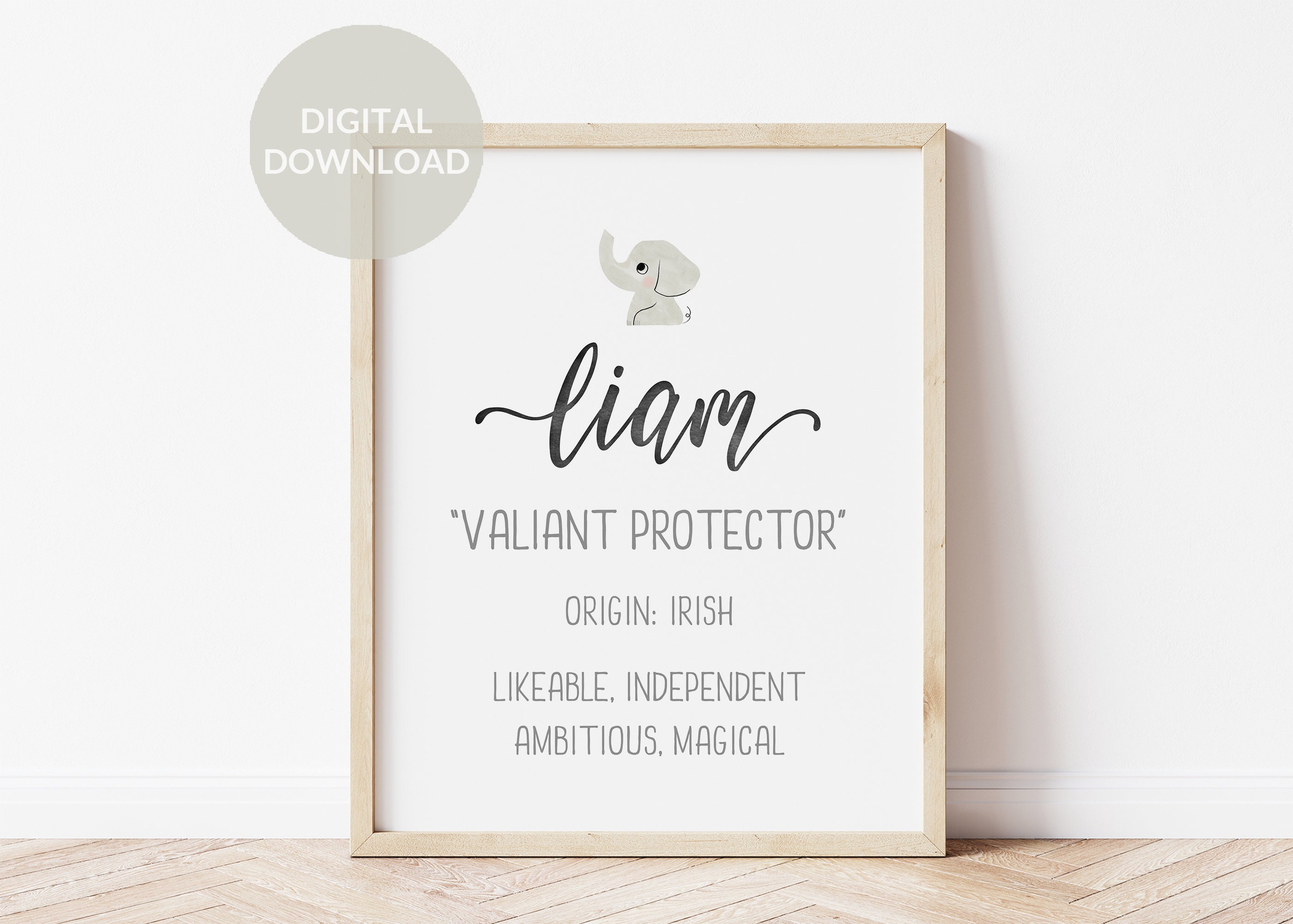 Liam Name Meaning Print Name Print Wall Art Minimalist -  Portugal