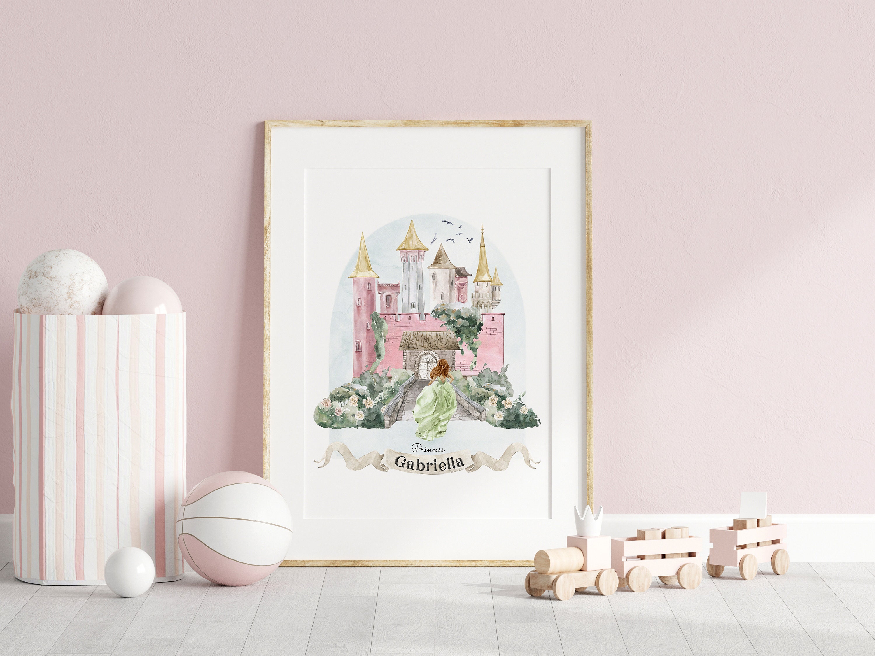 Custom Princess Castle Name Sign, Brown Hair Princess, Personalized ...