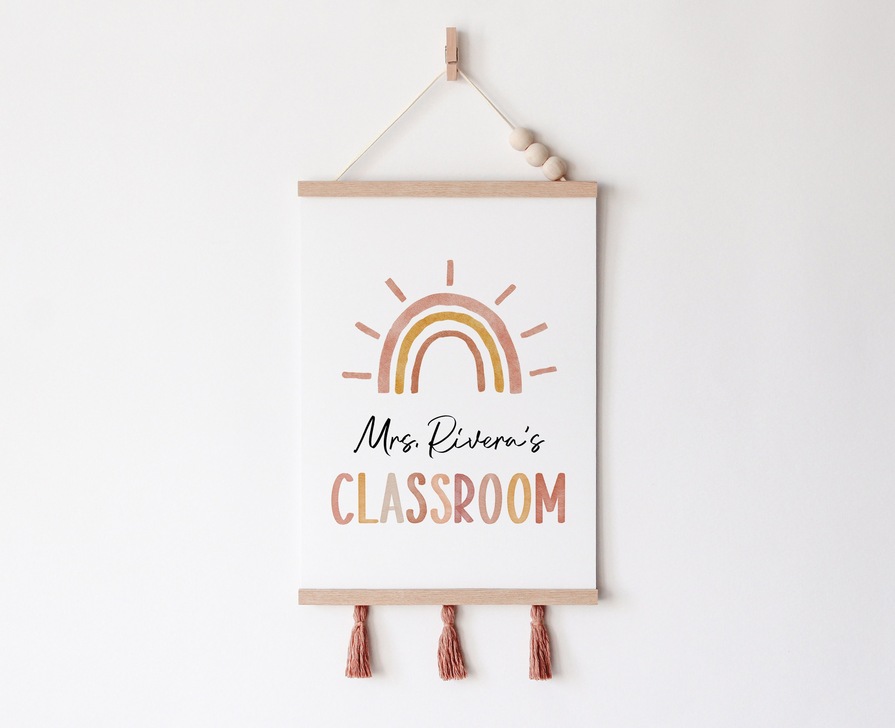 Custom Teacher Name Sign, Boho Classroom Decor, Teacher Door Sign, Boho ...