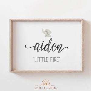 Aiden Name Meaning Print, Aiden Name Art, Baby Shower Gift, Boys Room Decor, Nursery Name Sign, Boy Name Print, Instant Download, Boy Gift