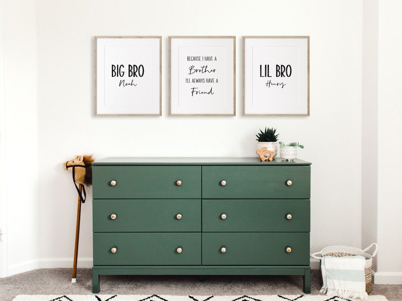 SET of 3, Custom Brother Name Print, Brother Quote, Because I Have a ...