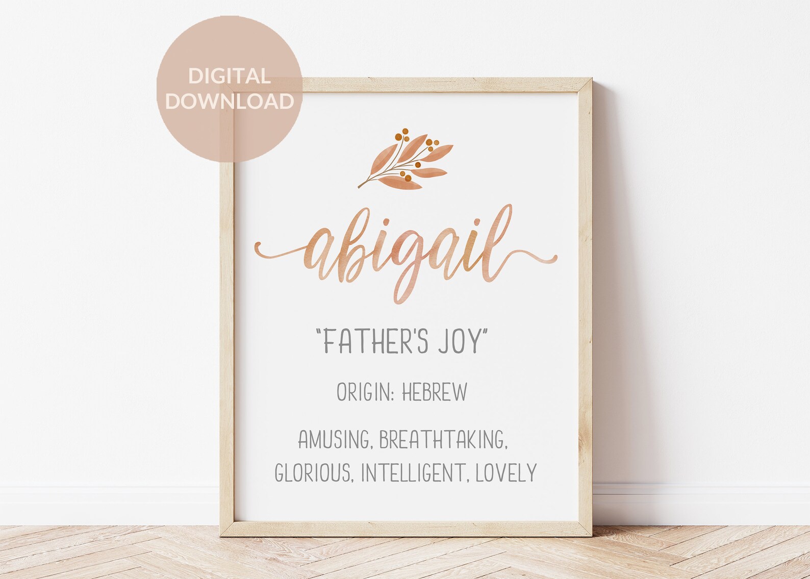 Abigail Name Meaning Print Abigail Name Art Baby Shower Etsy