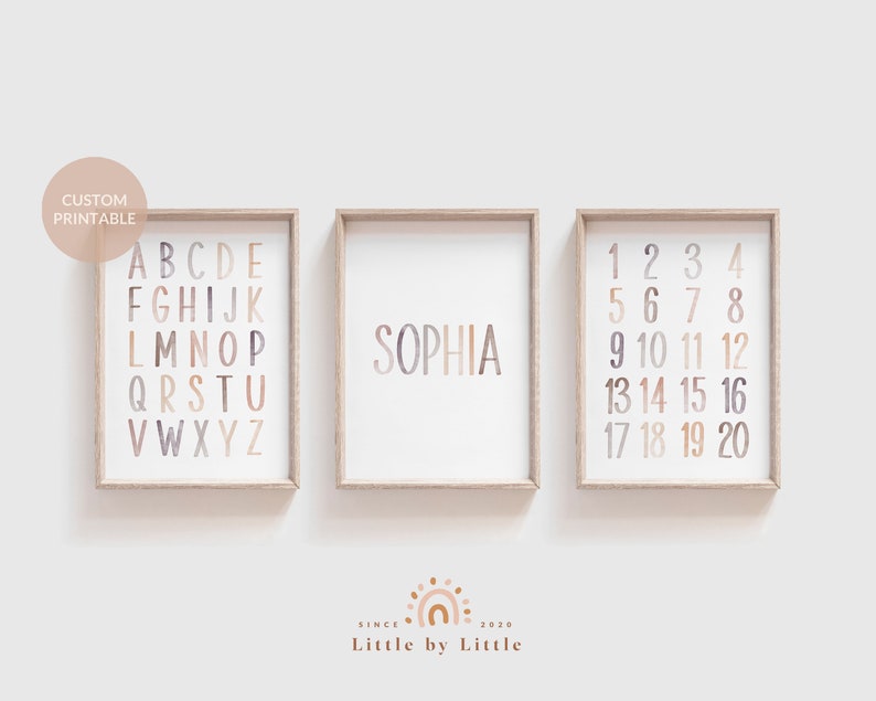 Set of 3 Prints Custom Baby Name Personalized Baby Name Etsy