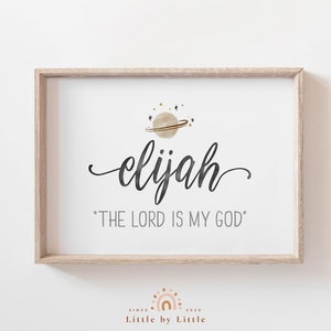 Elijah Name Art, Name Meaning Print, Baby Shower Gift, Boys Room Decor, Nursery Name Sign, Boy Name Print, Instant Download, Boy Gift