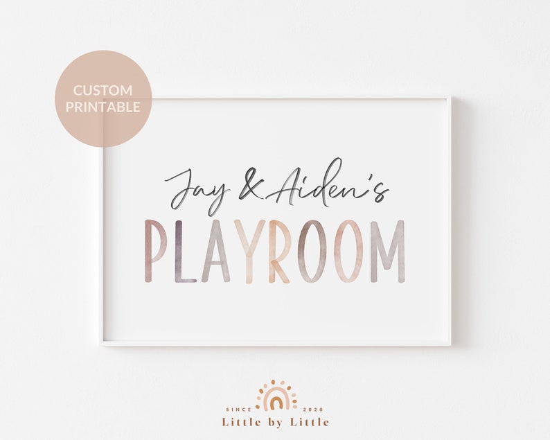 Custom Playroom Sign, Personalized Name Print, Neutral Nursery Name Print, Baby Shower Gift, Boho Kids Playroom Decor, Custom Nursery Art image 3