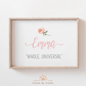 Emma Namenskunst, Emma Namensbedeutung Druck, Babyparty Geschenk, Mädchen Raumdekor, Kinderzimmer druckbare Namensschild, Mädchen Namensdruck, Geschenk für Mädchen