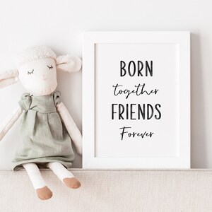 Born Together Friends Forever, Black Watercolor, Twin Nursery Decor ...