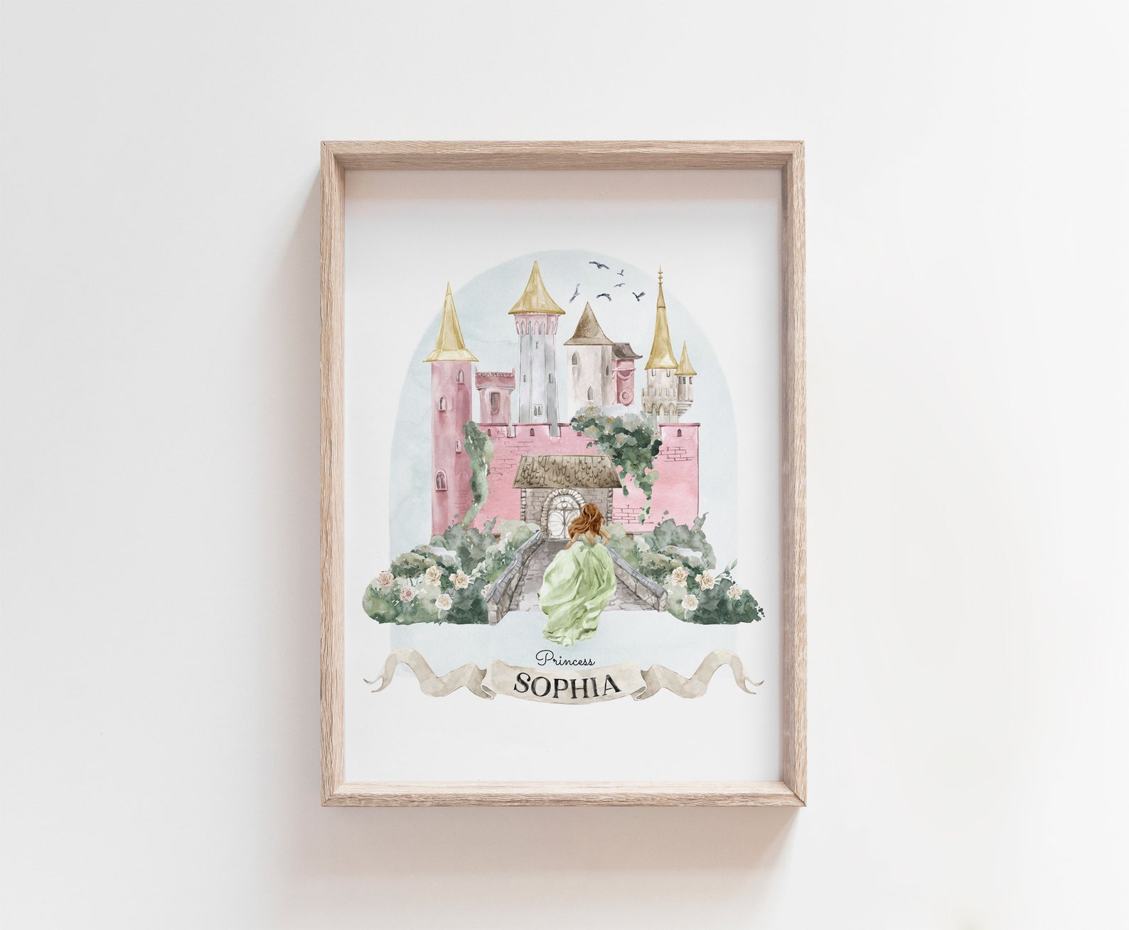 Custom Princess Castle Name Sign, Brown Hair Princess, Personalized ...