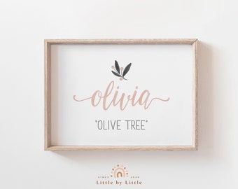 Olivia Name Meaning Print: Floral Nursery Decor (Digital Download)