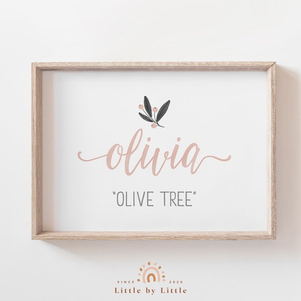 Olivia Name Bedeutung Print, Olivia Name Art, Baby Shower Geschenk, Mädchen Room Decor, Kinderzimmer Namensschild, Mädchen Name Print, Instant Download