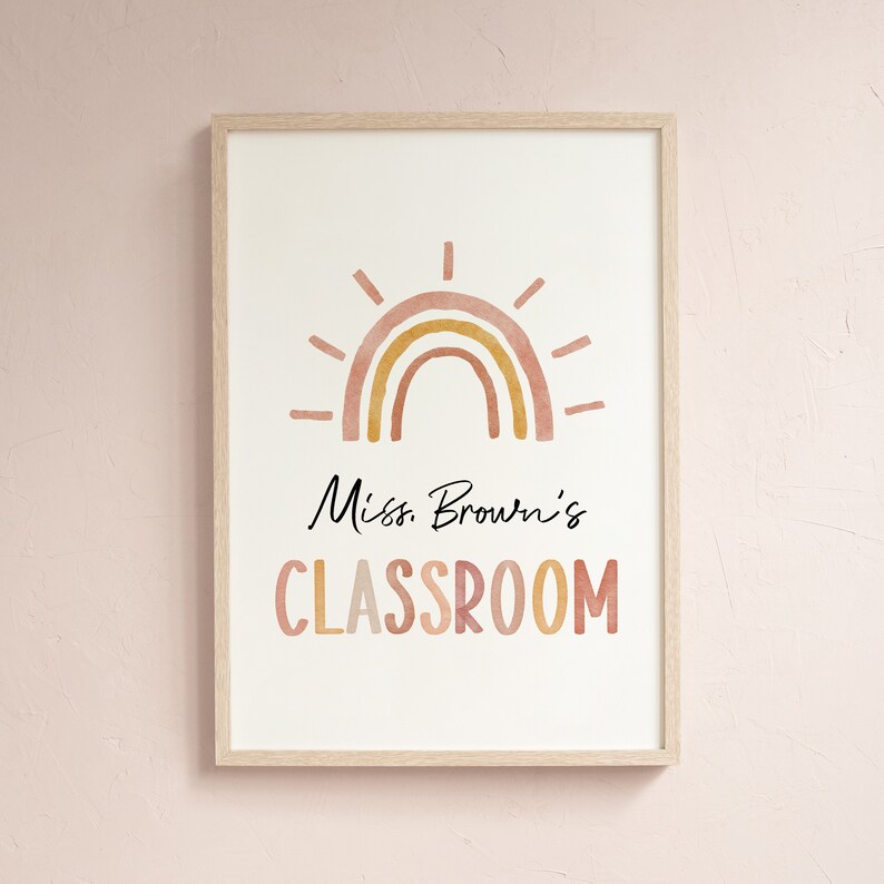 Custom Teacher Name Sign, Boho Classroom Decor, Teacher Door Sign, Boho ...
