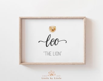 Leo Name Art, Leo Meaning Print, Baby Shower Gift for Boy, Boys Room Decor, Nursery Printable Name Sign, Boy Name Print, Instant Download