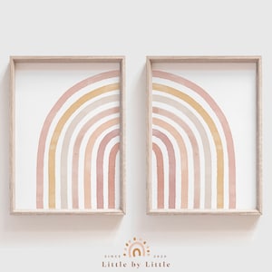Stampe Boho acquerello Half Rainbow, SET di 2 poster Half Rainbow, Girls Room Decor, Nursery Printable Wall Art, Kids Playroom Decoration