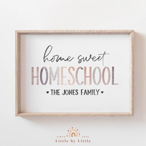 Personalisiertes Homeschool-Schild, personalisiertes Homeschool-Druck, Home Sweet Homeschool, Neutrales Homeschool-Dekor, Homeschool-Schild mit Familiennamen