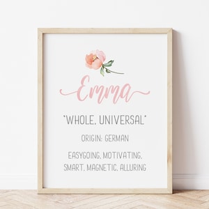 Emma Name Meaning Print, Emma Name Art, Baby Shower Gift, Girls Room ...