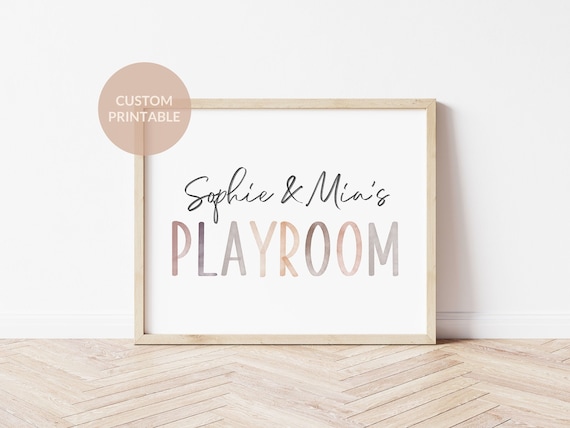 Custom Playroom Sign, Personalized Name Print, Neutral Nursery Name Print, Baby Shower Gift, Boho Kids Playroom Decor, Custom Nursery Art