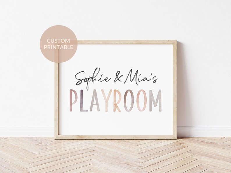 Custom Playroom Sign, Personalized Name Print, Neutral Nursery Name Print, Baby Shower Gift, Boho Kids Playroom Decor, Custom Nursery Art image 1