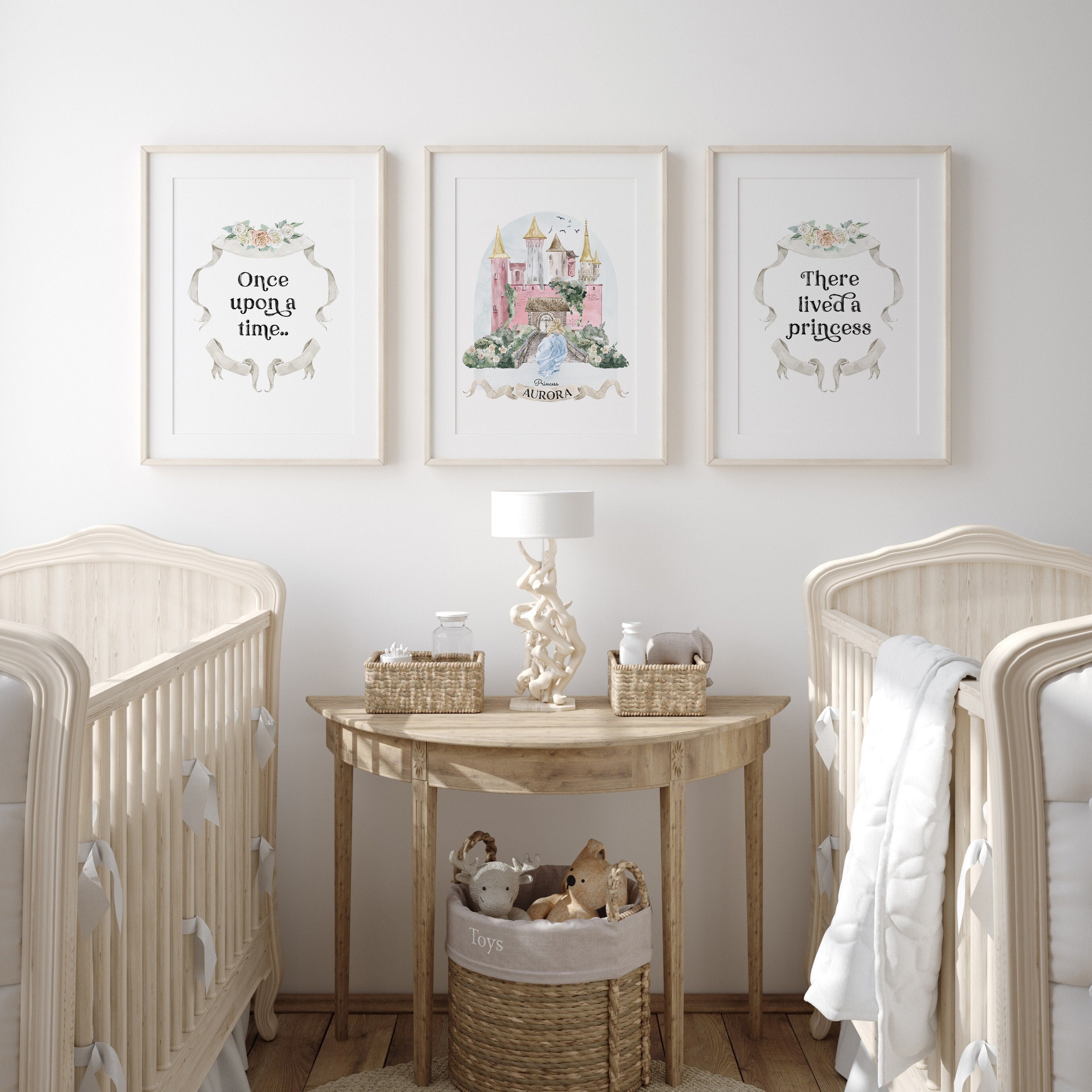 Set of 3 Custom Princess Castle Name Print, Once Upon A Time ...