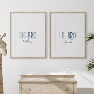 Custom Big Bro Lil Bro Print, SET of 2 Prints, Custom Brother Name ...