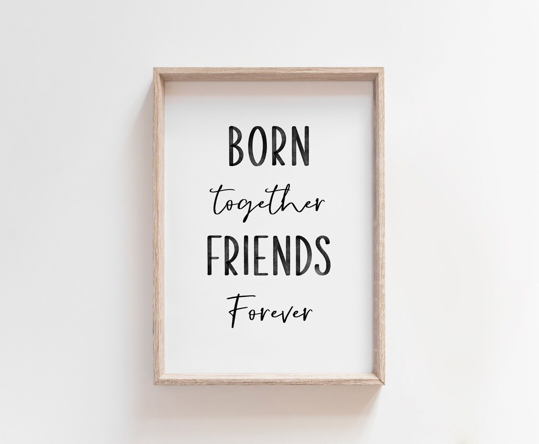Born Together Friends Forever, Black Watercolor, Twin Nursery Decor ...