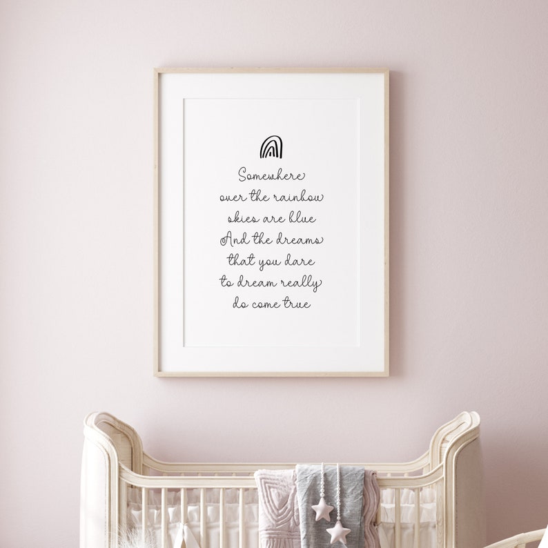 Somewhere Over the Rainbow Print Over the Rainbow Lyrics Wall - Etsy