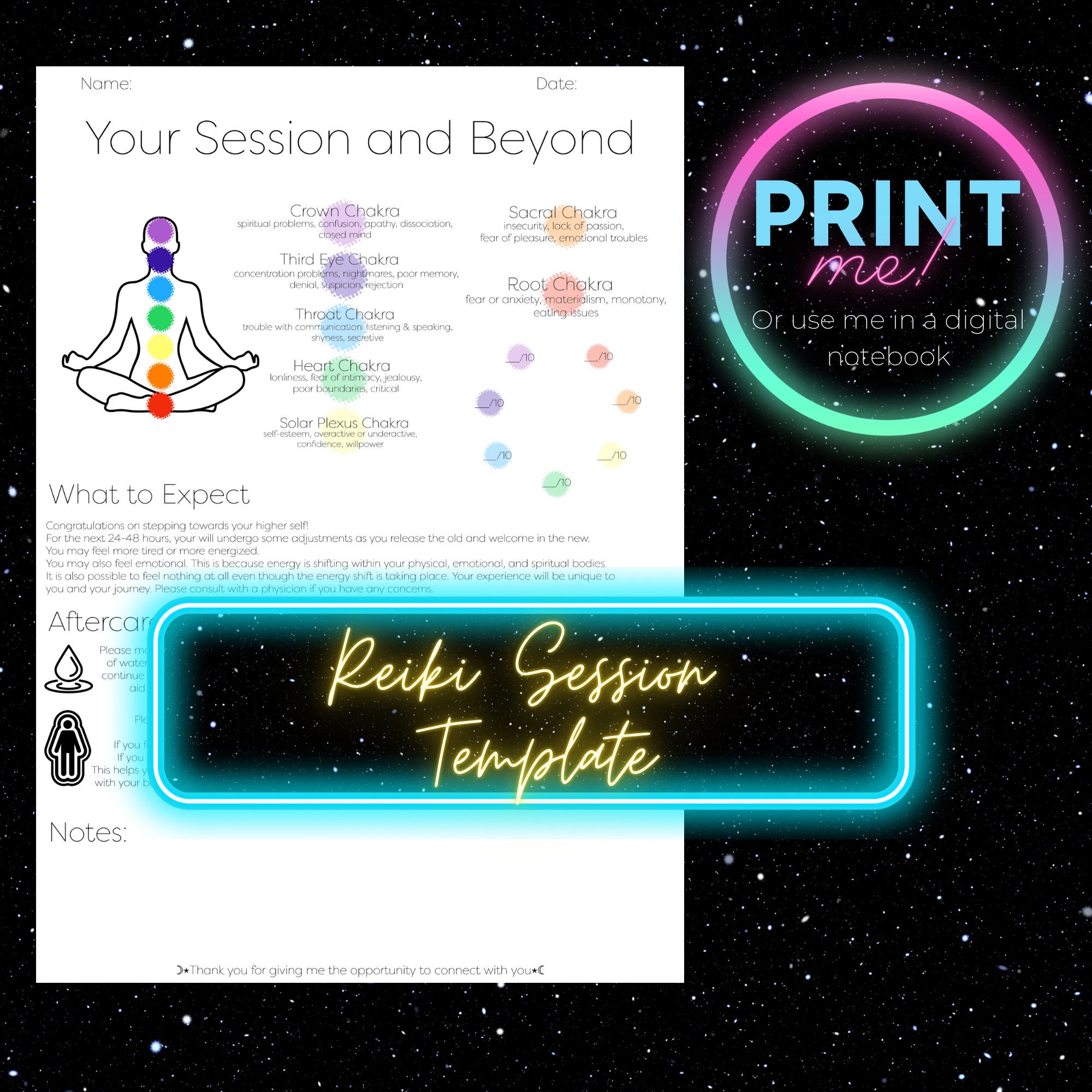 Energy Healing / Reiki Session Template Printable PDF Etsy