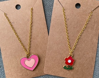 heart & flower gold adjustable chain necklaces