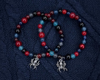 spiderman themed beaded bracelet