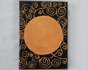 Gold and Black Abstract Painting on Canvas