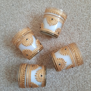 White Mini Customised Votive Henna Candles in Glass Jar; Wedding/Party favours, Gift for Diwali, Christmas, Bridesmaid or any occasion!