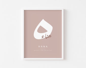 Custom Baby Name Print - Arabic Monogram - Minimalist - Nursery Wall Art - First Name Printable - Instant Download