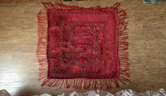 Vintage Wine/Red, 100% Silk Shawl from Egypt