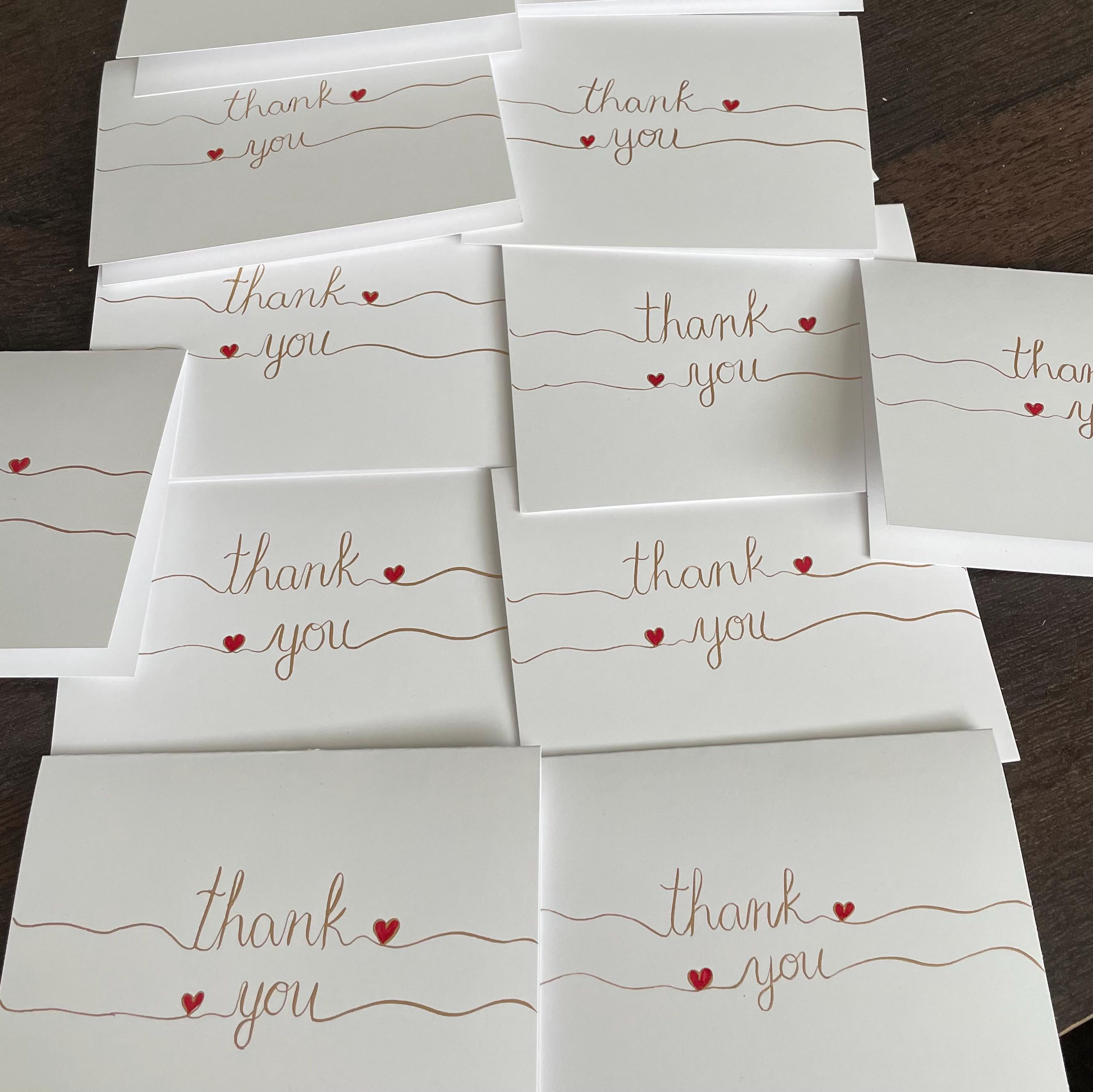 Thank You Notes Handmade / Gold Hand Calligraphy Thank You Note / Kraft ...