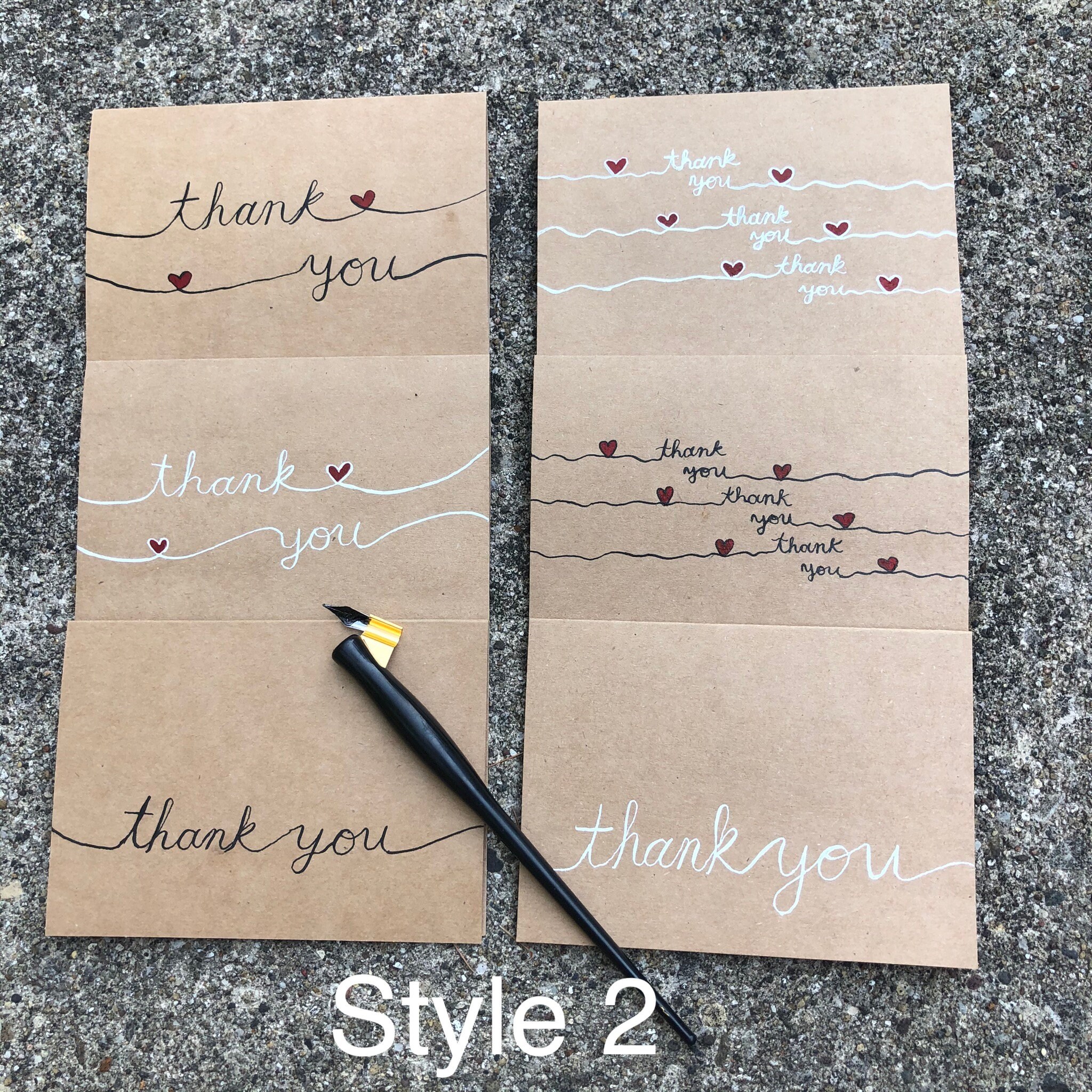 Thank You Notes Handmade / Gold Hand Calligraphy Thank You Note / Kraft ...